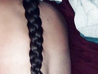 Bbw wife brunette hair braid ponytail...