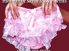 Sissy Pantyboy loves pink satin frilly panties
