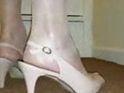 Beige heels and tights 2