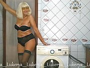 Mature minx, washing machine and striptease