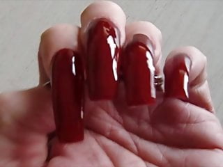 My long nails in dark red