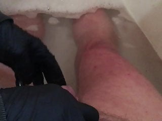 Friend. Glove. Masturbation: In bath