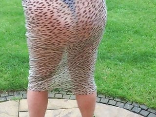 Mature BBW, British MILF, Patio, Ass