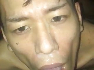 Asian fag be Feed by white daddy