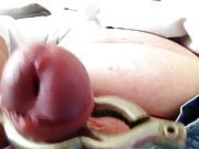 Frenulum and foreskin stretching excersise Extreme closeup