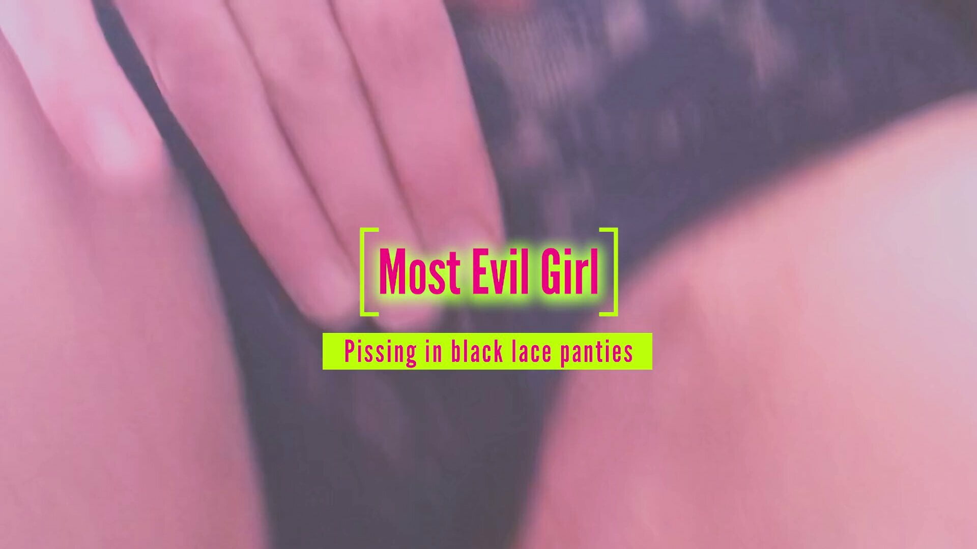 Pissing in black lace panties