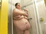 Big white chick in the shower