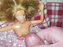 fattie with small cock cumming on a barbie