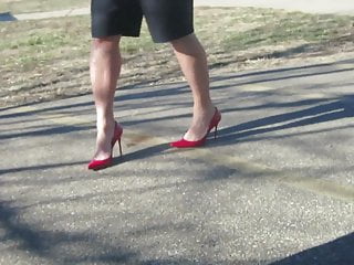 Modeling my red stuart weizman heels...