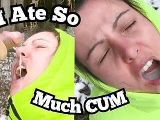 Mouthful Of Hot Creamy Cum &amp; on Puffy Jacket