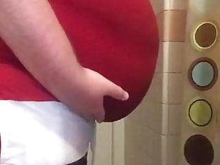 Big belly in tight clothes padding...