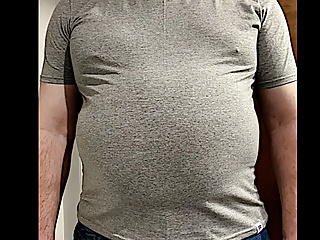 Big Construction Worker Belly In Tight Shirt