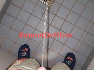 Master Ramon pisses in his hot satin shorts in the shower, slave lick it up!