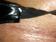 Outdoor Black Latex Fishnet Catsuit Black Nails Black Plug