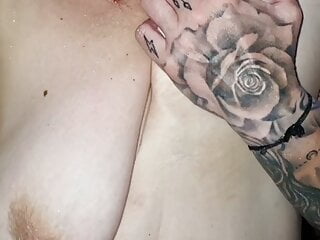  video: Sexy British tattooed bbw wife with huge tits rides me to orgasm