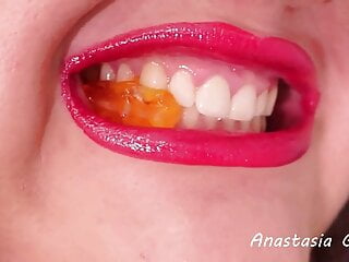 Extreme close up teeth Model Anastasia Gree