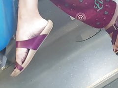 Nice short haired brunete feet