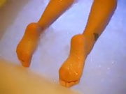 girls friends perfect feet in bath