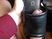 Leather slippers and my cock