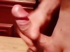 femdom-fucktoy rubbing and wanking big shaved cock for creamy cumshot