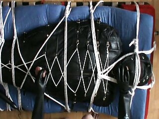 In The Leather Bodybag, Slave Gets A Cbt By Neonwand