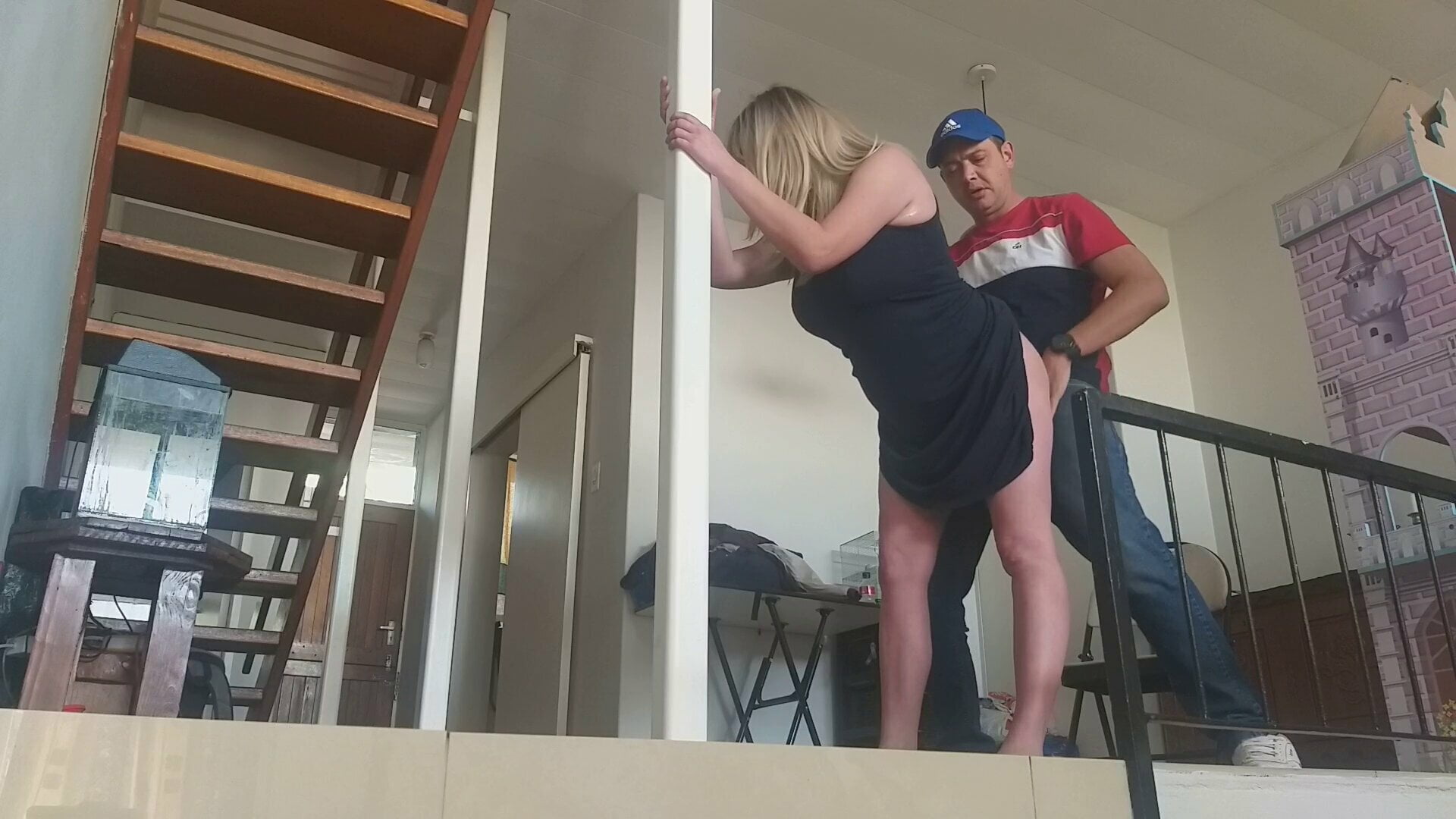 Stepmom bends over and pulls up her dress so i can use her pussy for sex and fill her up with my seeds