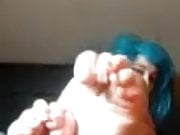 Blue Hair Girl with Beautiful Soles