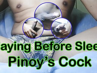 Pinoy jakol, cock playing before sleep...