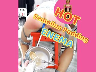 Hot Semolina Pudding Enema for Big Ass Hard Punishment