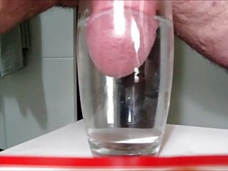 Long thick cumrope glass of water...