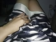 Masturbating with satin skirt