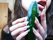 hand job cucumber and scratching