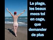 Femdom – sissy in chastity at the beach – French 
