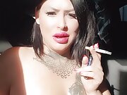Smoking my beautiful lips and a titty tease and massage 