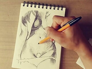 Beautiful female body drawing 