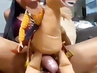 Ts lets woody ride her cock...