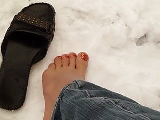 Snow, In the Snow, Foot Fetish, Funny