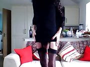 Playing with myself black lace dress part one.