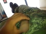 Soldier showing cock