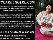 Dirtygardengirl put lots of apples inside anal hole public