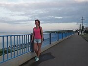 Walking by embankment of Khvalynsk city