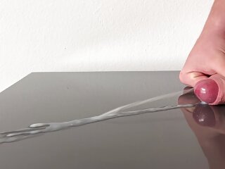 Huge Cumshot On Reflecting Table After Days Of Edging