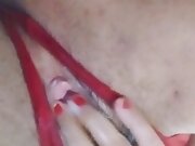 The milf neighbor dresses up for Halloween and masturbates until she cums in squirts