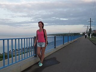 Walking by embankment of Khvalynsk city