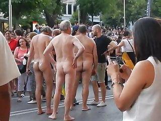 Naked men in public...