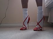 New Red High Heels with Cross Strap 
