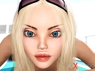 A sexy blonde has with 3d...