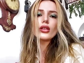 Bella Thorne cleavage and sticking out her tongue, 5-18-2020