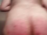 Getting spanked on my fat hairy ass