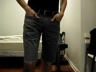 Strip in denim shorts...